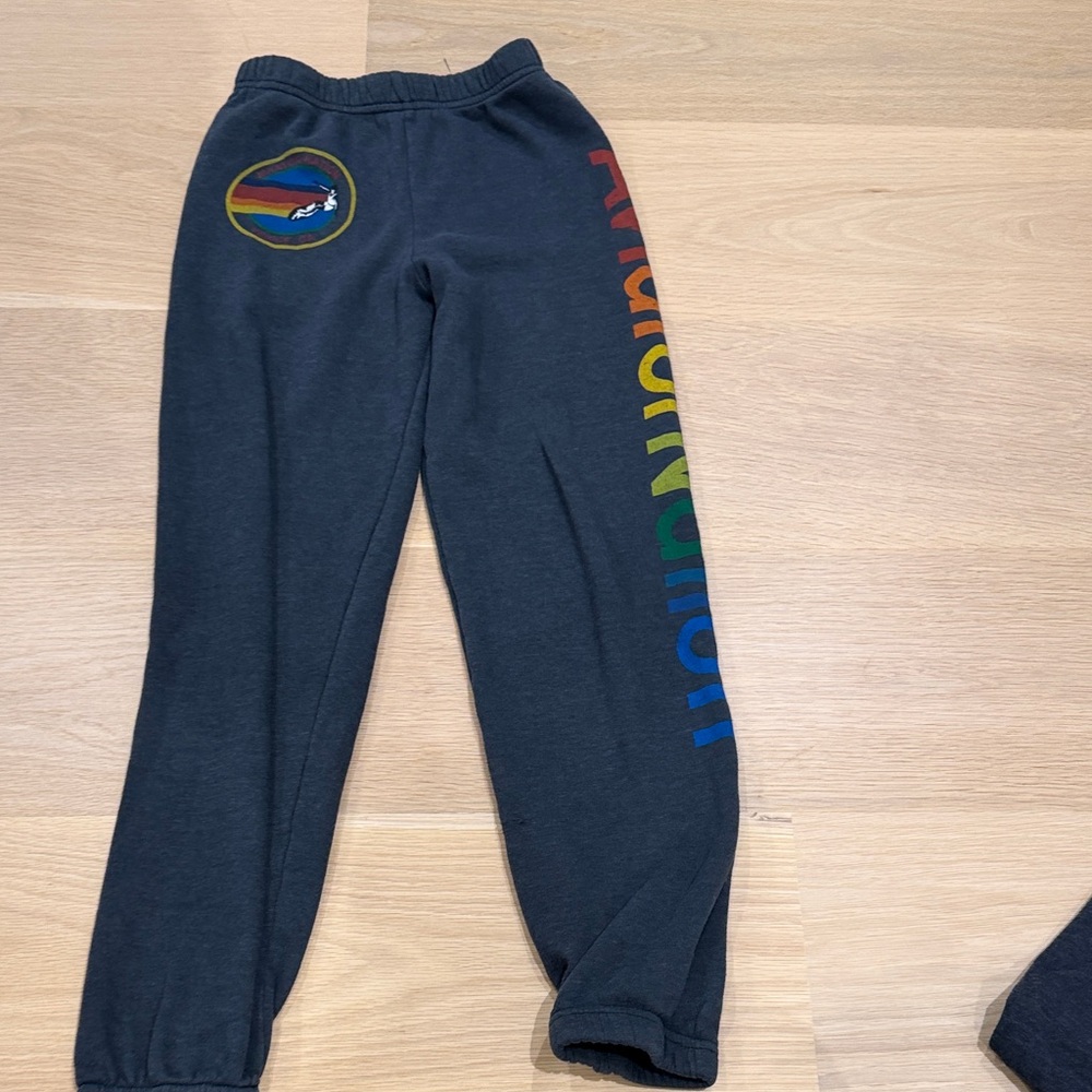 Aviator Nation Black Sweatpants with Rainbow Side Logo